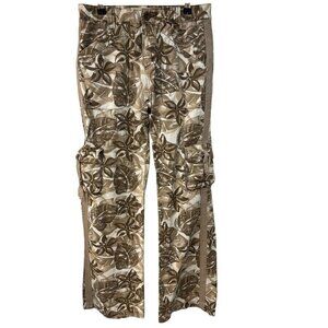 Cabela's Casual Wide Leg Floral Drawstring Brown Cargo Pants Women's Size 4